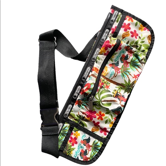Vintage LeSportSac Double Zip Fanny Pack Belt Bag Waist Pack Hawaii Hula RARE - Picture 4 of 5